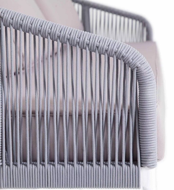 Плетеная лаунж-зона Канны 4SIS из роупа (веревки), цвет светло-серый фото 4