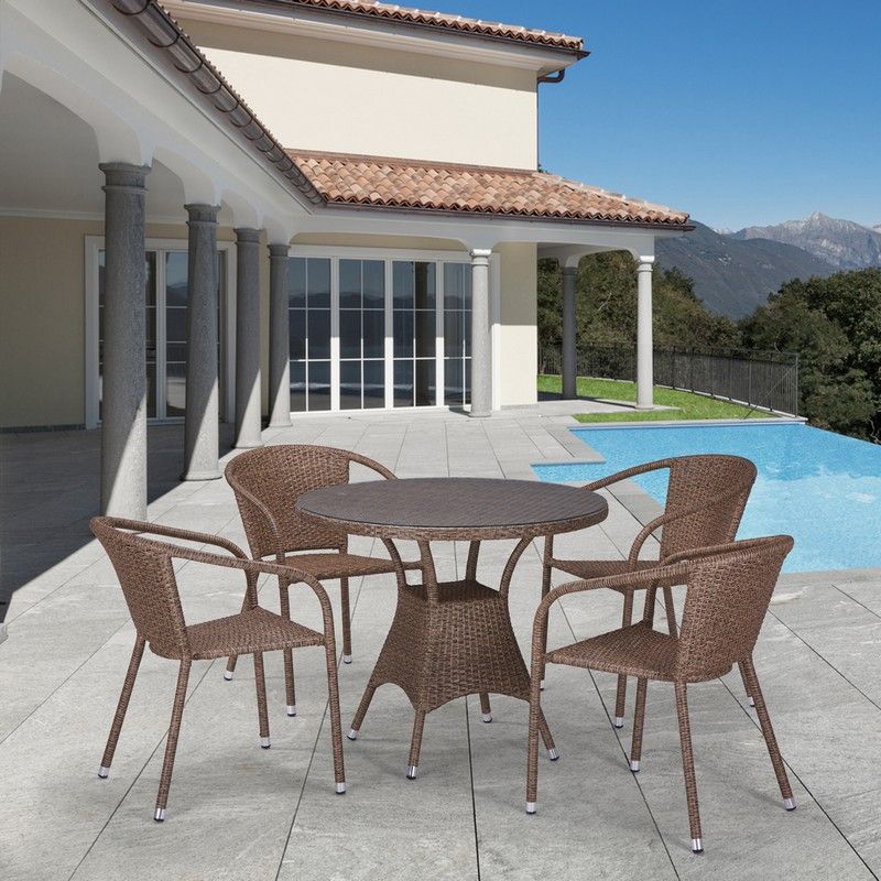 Комплект плетеной мебели T197AT/Y137C-W56 Light brown 4Pcs фото 1