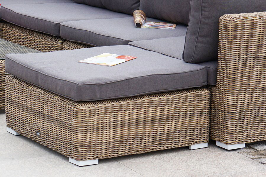 Лунго плетеная оттоманка с подушкой, цвет соломенный фото 5