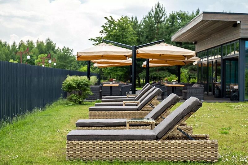 Шезлонг Рим 4SIS из искусственного ротанга, цвет соломенный с подушкой фото 7