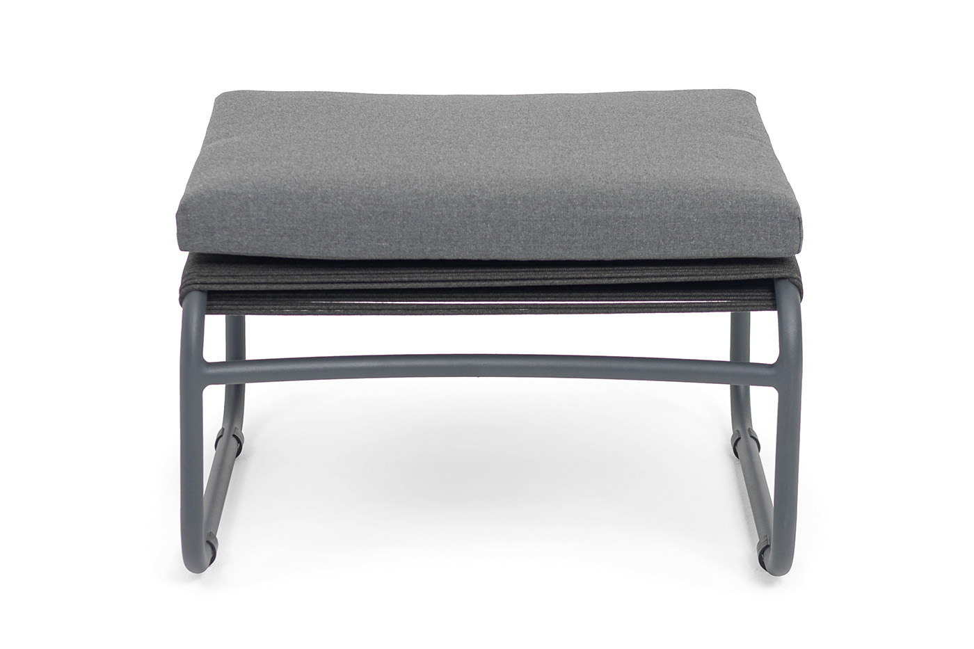 Ането пуф плетеный из роупа, каркас алюминий темно-серый (RAL7024) муар, роуп темно-серый круглый фото 2