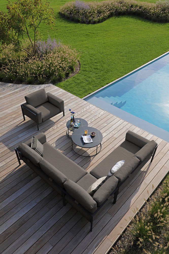 Комплект лаунж мебели Stockholm Brafritid, с двумя столами, антрацит/серый, алюминий фото 1