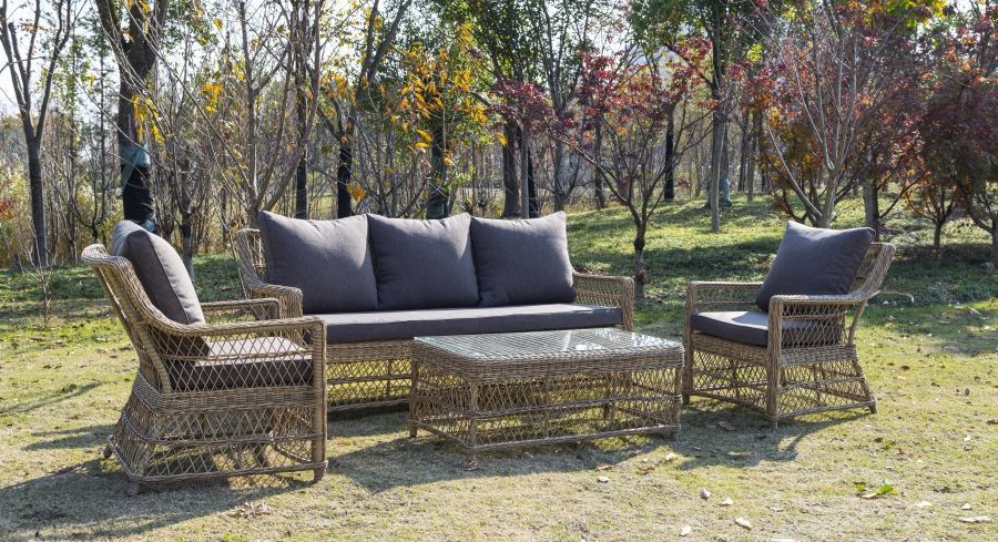 Диван трехместный Гранд Латте 4SIS из искусственного ротанга, цвет соломенный фото 5