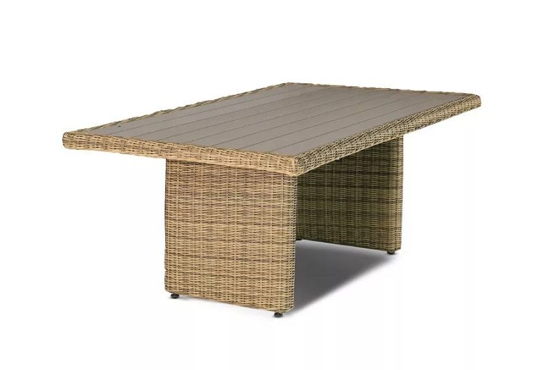 Плетеный обеденный стол Бергамо 4SIS из искусственного ротанга, цвет соломенный фото 2