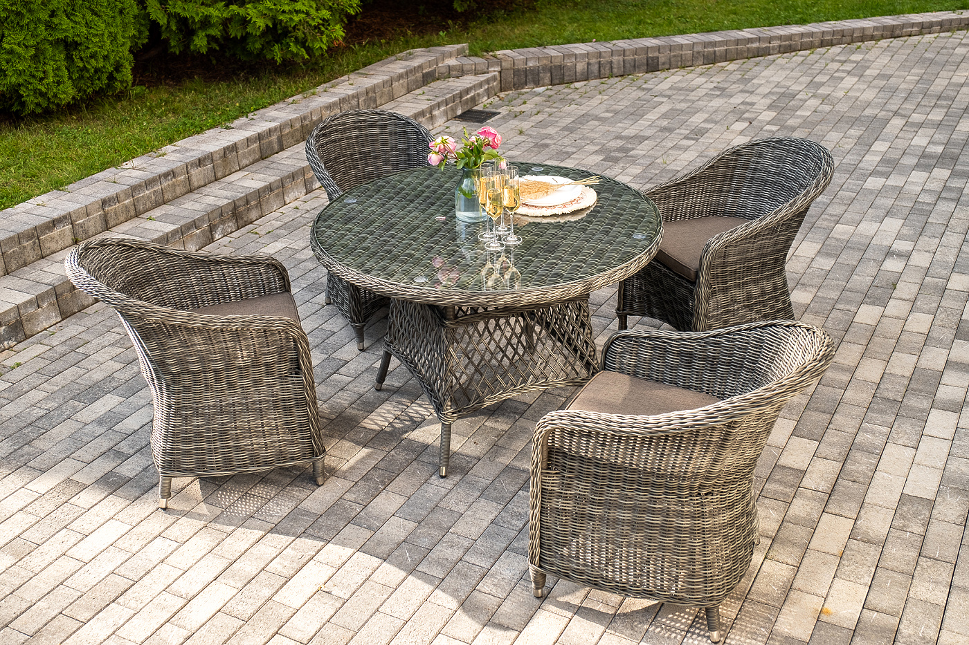 Равенна обеденная группа плетеная, цвет графит фото 1