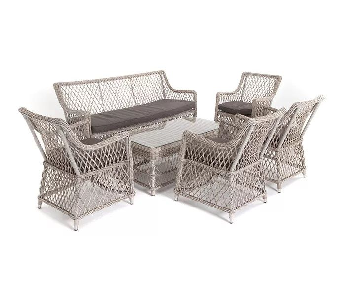 Лаунж-зона Асти 4SIS из искусственного ротанга, цвет бежевый 6 персон фото 3