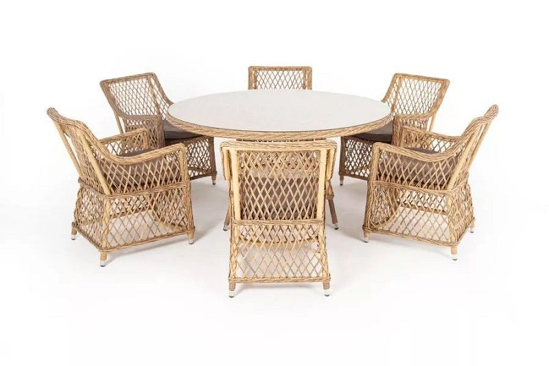 Обеденная группа Эспрессо-150 L 4SIS из искусственного ротанга, цвет соломенный фото 2