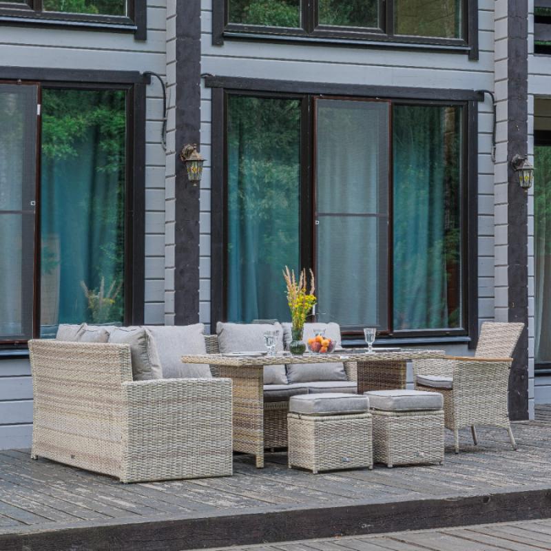 Угловой комплект Zorro Wood Royal Family из искусственного ротанга, цвет бежевый фото 3