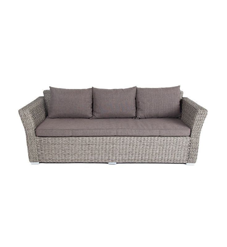 Диван трехместный Капучино 4SIS из искусственного ротанга (гиацинт), цвет графит фото 2