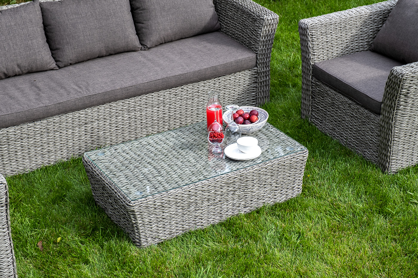 Капучино журнальный столик из искусственного ротанга (гиацинт), цвет cерый фото 7