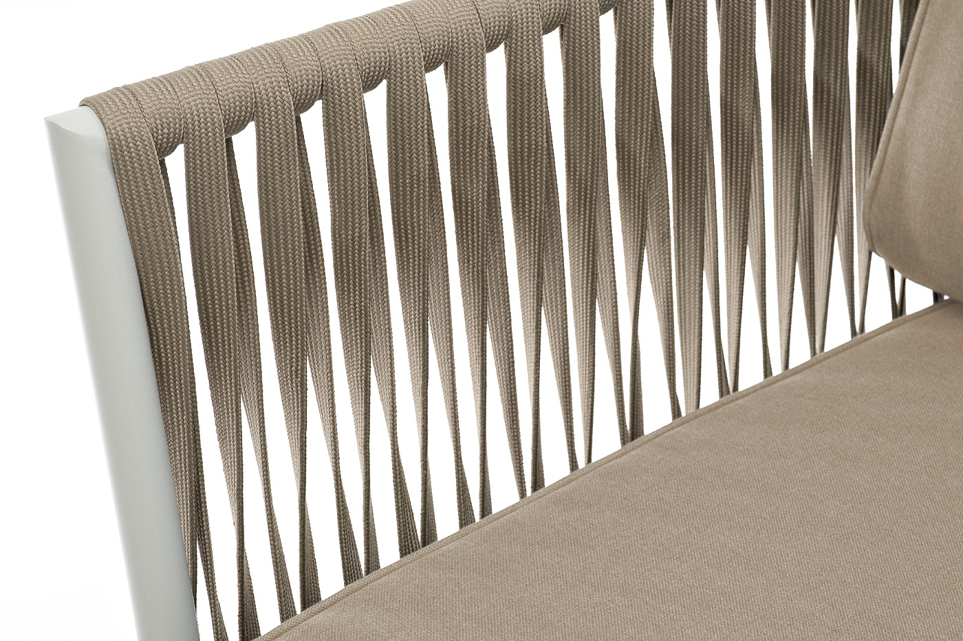 Касабланка кресло плетеное из роупа, основание дуб, каркас алюминий светло-серый (RAL7035) муар, роуп серо-коричневый 23мм, ткань бежевая 15052 фото 7