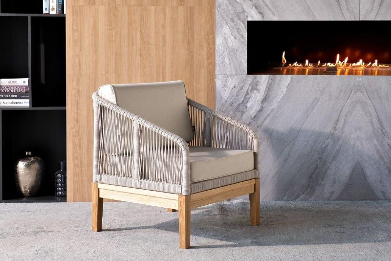 Кресло Канны 4SIS из роупа (веревки), основание дуб, цвет бежевый фото 11