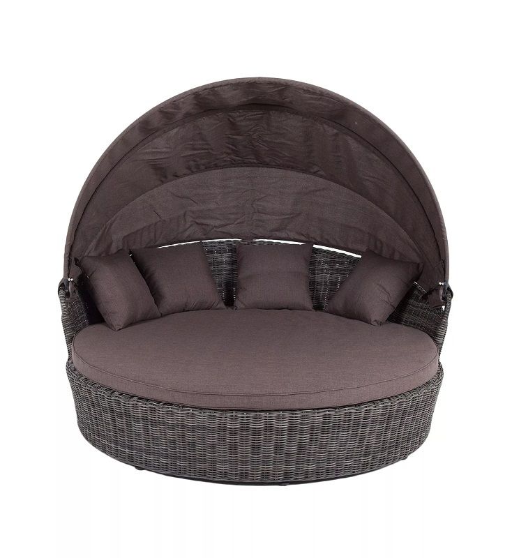 Плетеная кровать круглая Стильяно 4SIS из искусственного ротанга, цвет графит фото 2