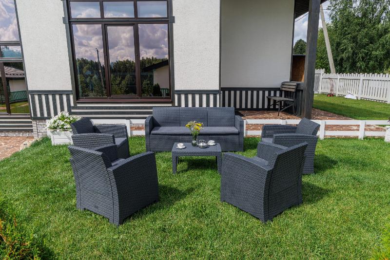 Обеденный комплект Lana XL Royal Family из пластика, цвет графит фото 1