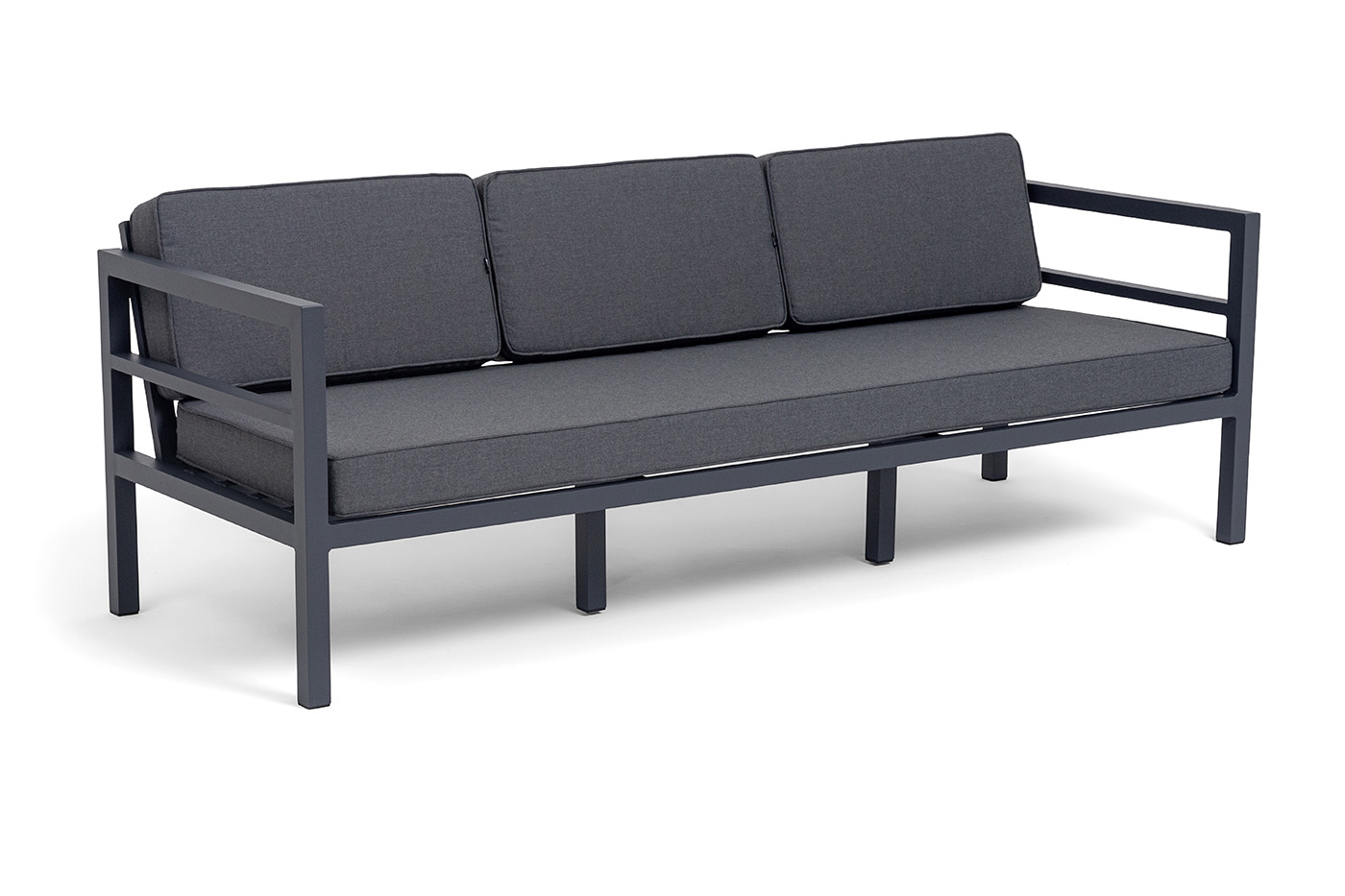 Эстелья диван 3-местный, каркас алюминий темно-серый (RAL7024) муар, ткань темно-серая 027 фото 2