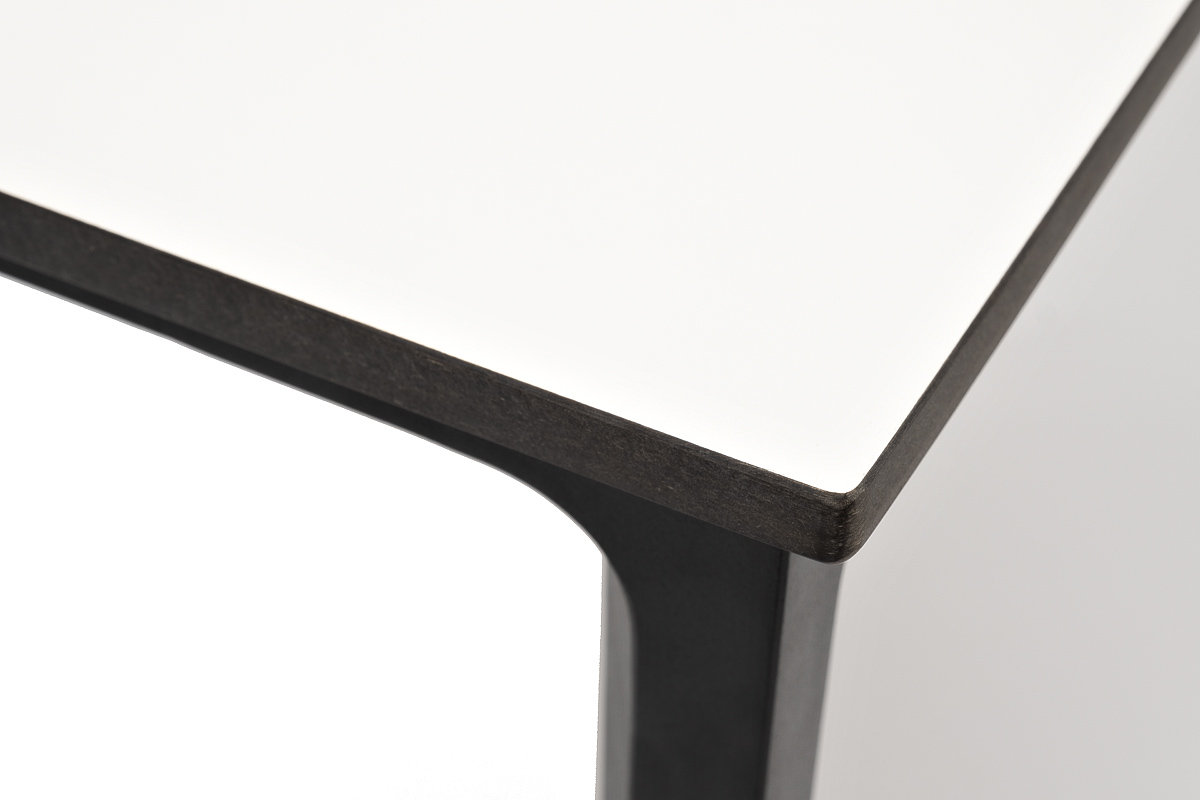 Малага обеденный стол из HPL 90х90см, цвет молочный, каркас черный фото 3