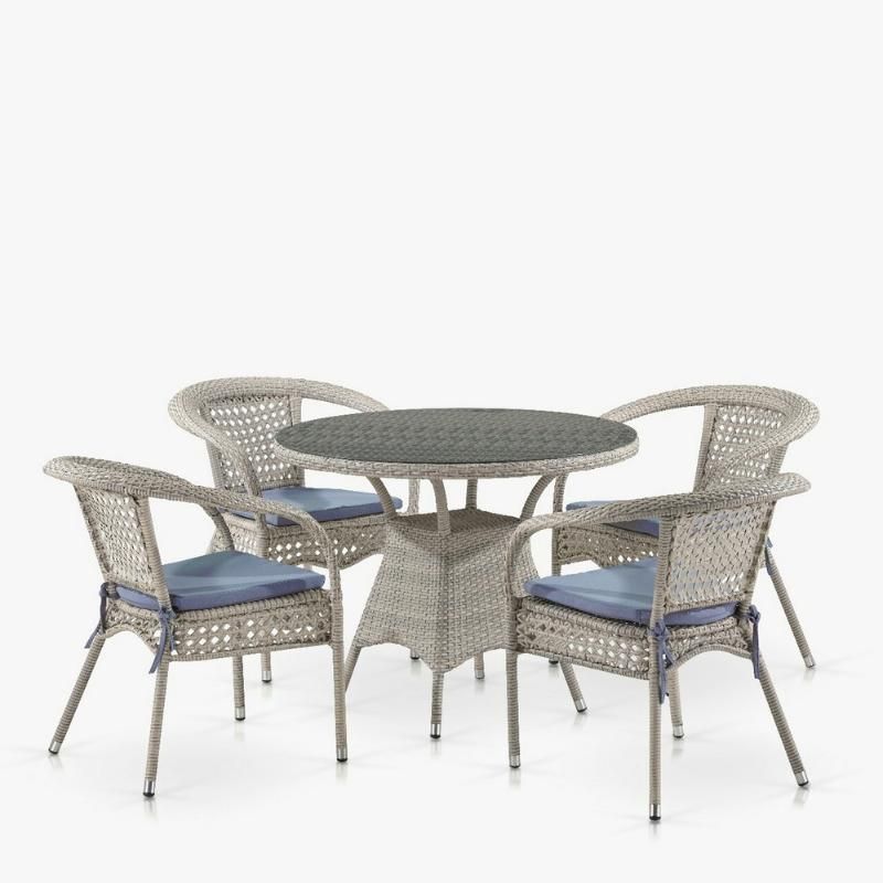 Комплект плетеной мебели Лион-1C T220CT/Y32-W85 Latte 4Pcs (4+1) фото 2