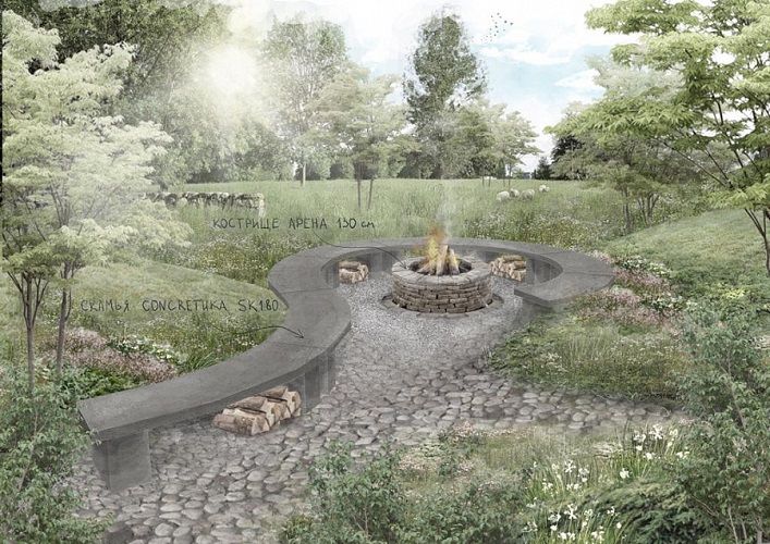 Скамья для костровой зоны SK180 Concretika 180х37х45 см фото 4