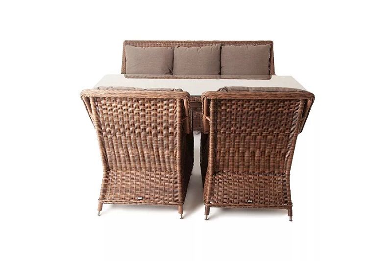 Обеденная группа Гляссе 4SIS из искусственного ротанга, цвет коричневый фото 4