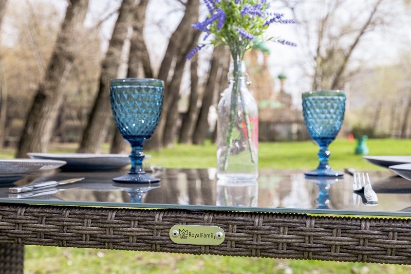 Обеденный стол Fiona Royal Family из искусственного ротанга, цвет серый фото 4