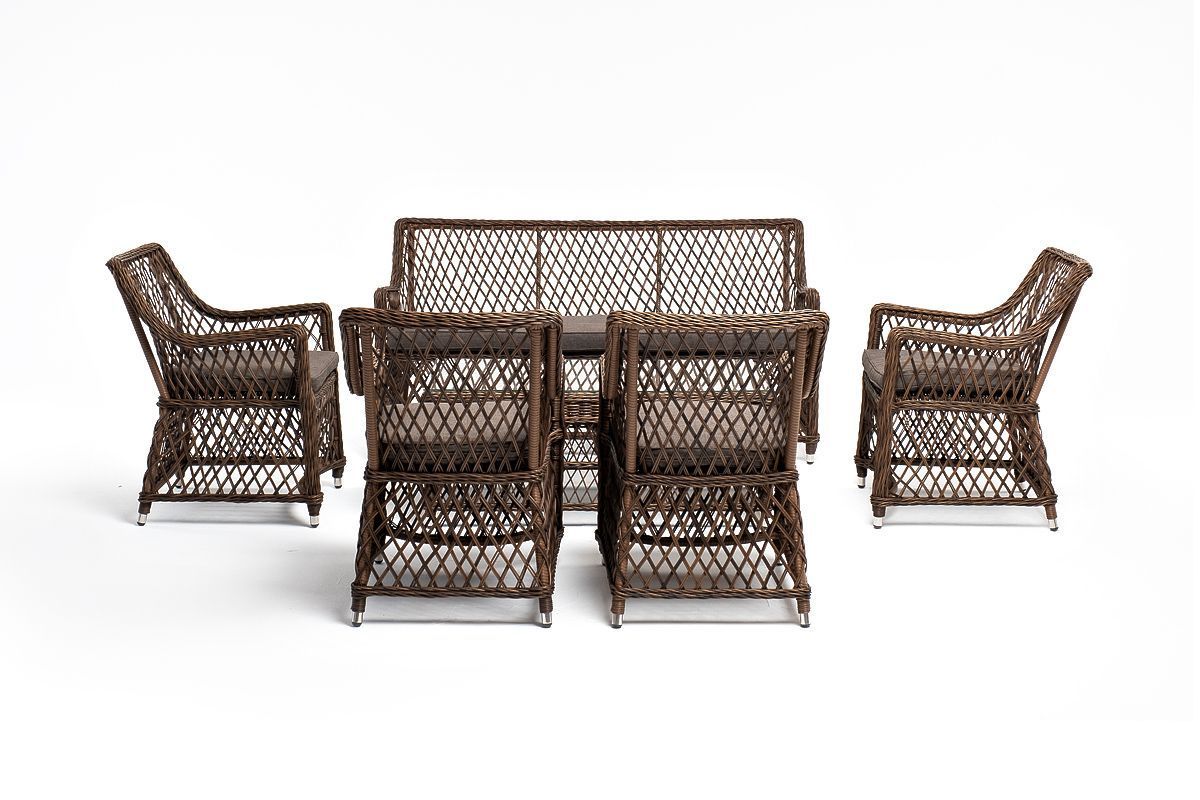 Лаунж-зона Асти 4SIS из искусственного ротанга, цвет коричневый 6 персон фото 3