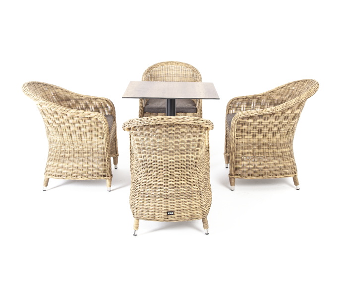 Каффе обеденная группа на 4 персоны, стулья соломенные фото 2