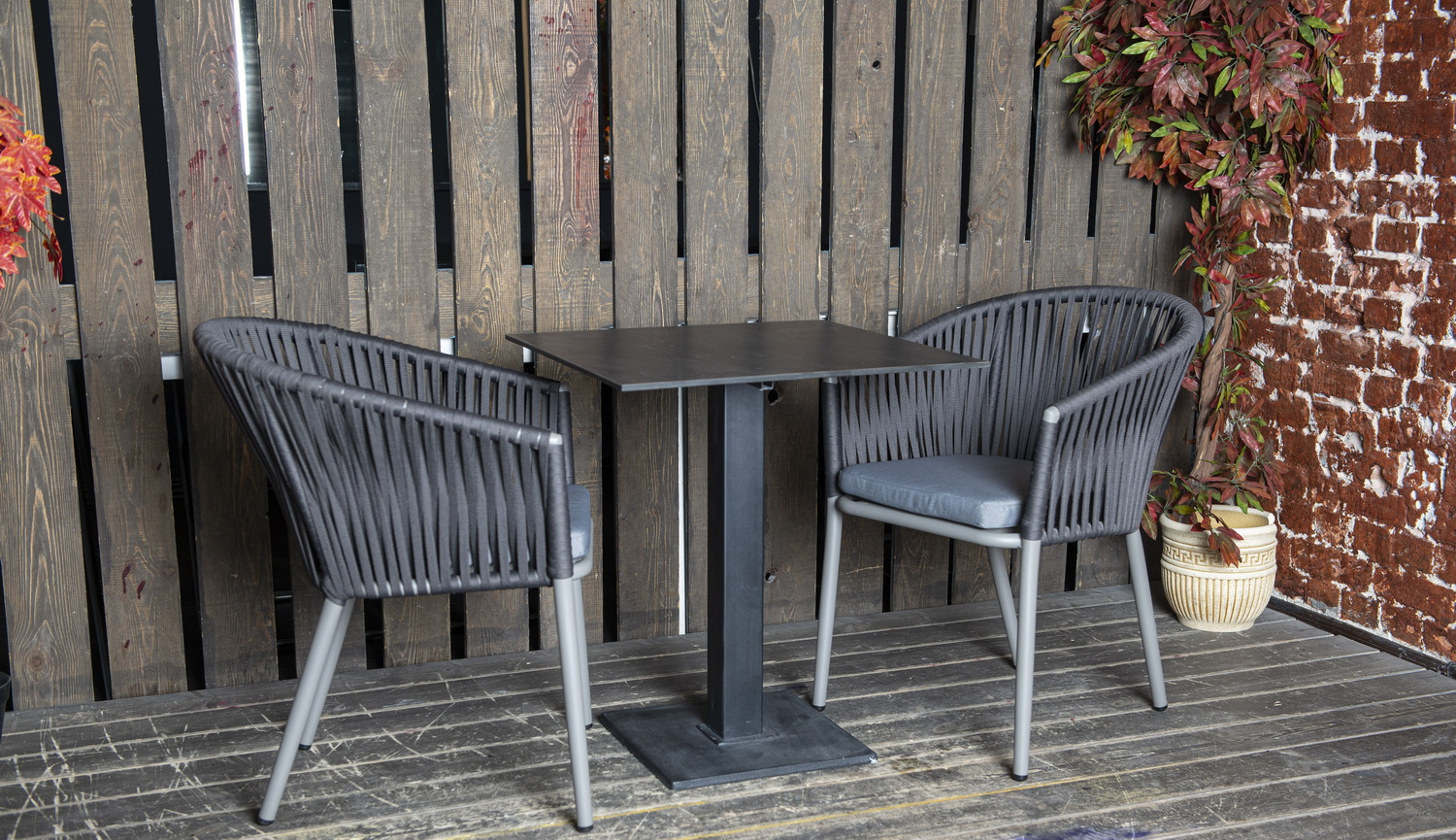 Каффе интерьерный стол из HPL квадратный 80х80см, цвет серый гранит фото 3