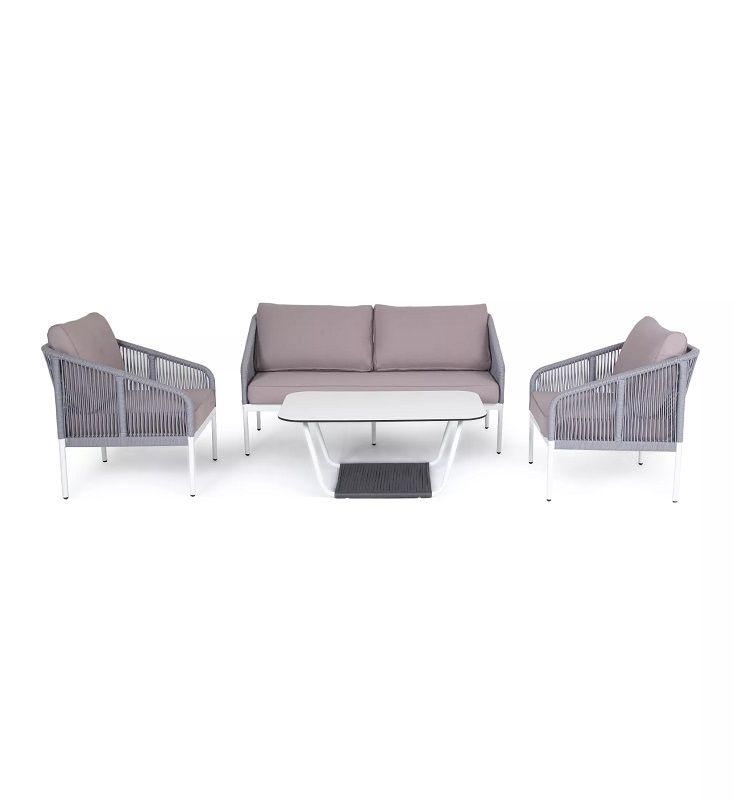 Лаунж-зона 4-местная Канны 4SIS из роупа (веревки), цвет светло-серый фото 4