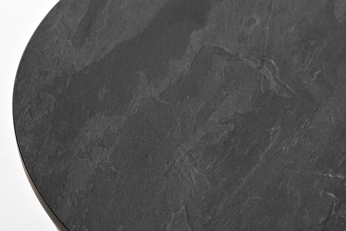 Сантьяго журнальный стол из HPL круглый Ø40 H55, каркас из стали золотой, цвет столешницы серый гранит фото 3