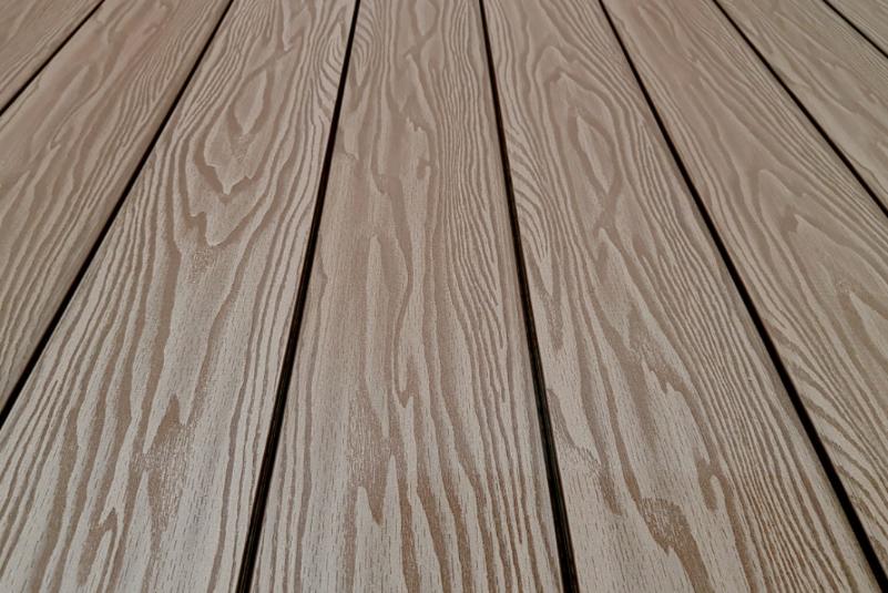 Террасная доска Террапол Смарт 3D Полнотелая с пазом 4000 или 3000х130х22 мм, цвет Тик Киото фото 1