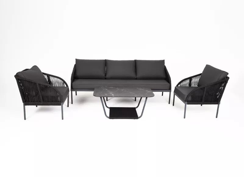 Плетеная лаунж-зона Канны 4SIS из роупа (веревки), цвет темно-серый фото 5