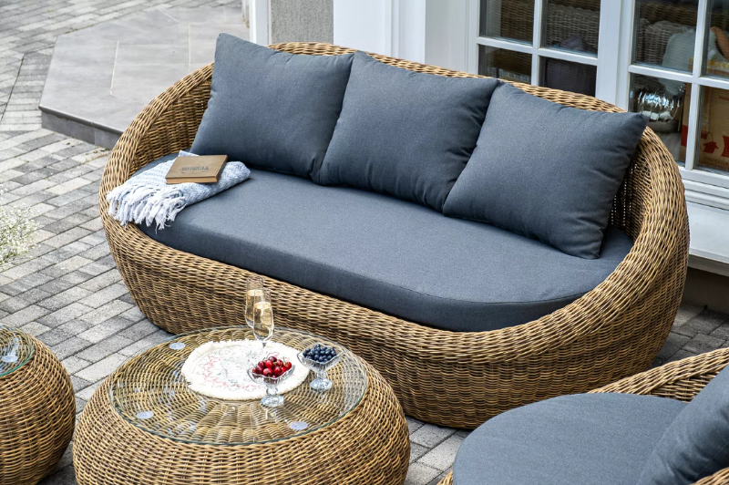 Лаунж-Зона Барселона 4SIS из искусственного ротанга, цвет соломенный фото 6