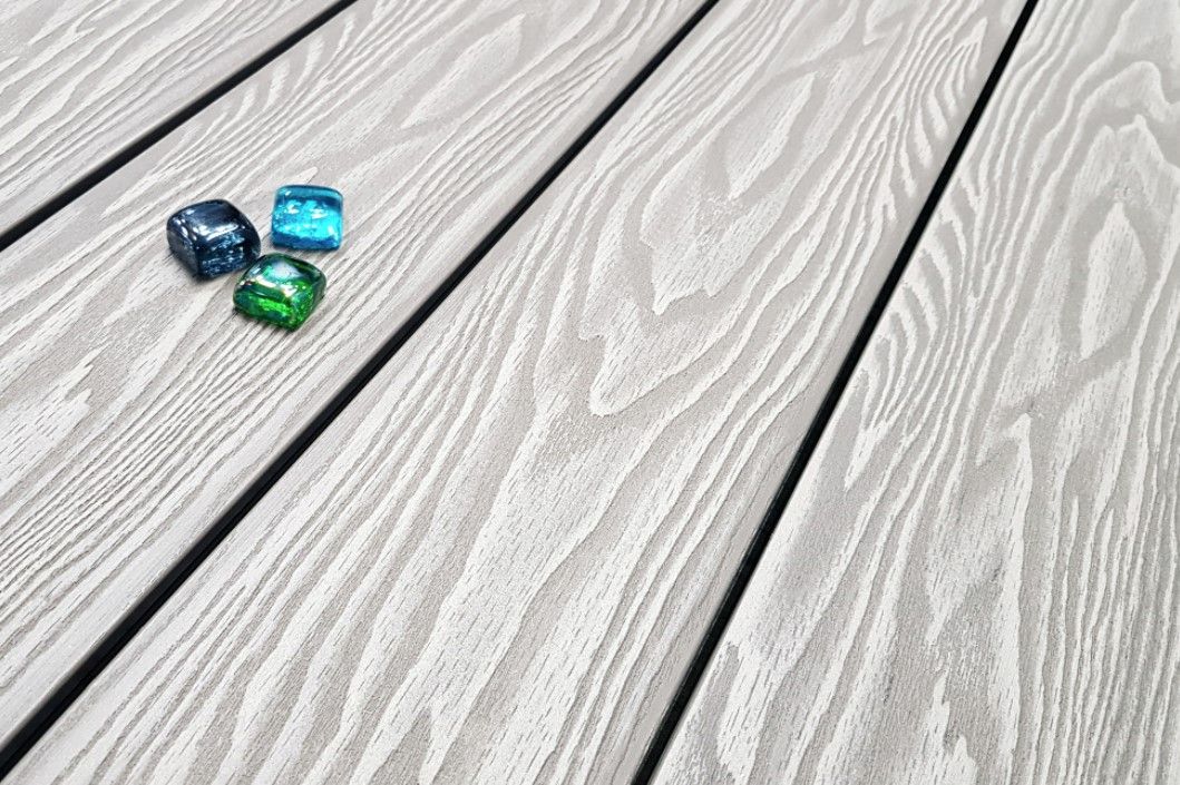 Террасная доска Террапол Смарт 3D Полнотелая без паза 3000 или 2000х130х24 мм, цвет Дуб белёный фото 2