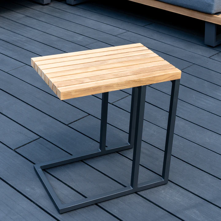 Кофейный стол Amal Brafritid маленький, антрацит/натуральный, алюминий/тик фото 2