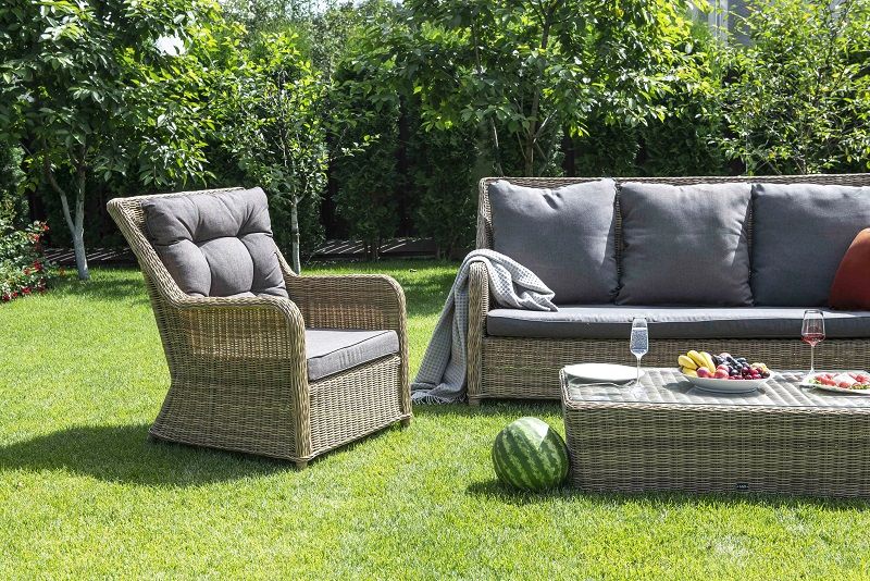 Лаунж-зона Гляссе 4SIS из искусственного ротанга, цвет соломенный фото 5