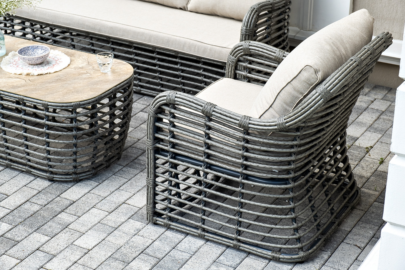 Ницца лаунж-зона из искусственного ротанга, цвет бронзовый фото 6