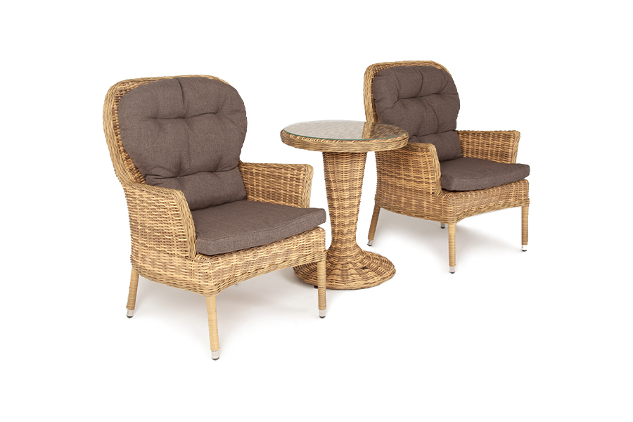 Алиса кофейный комплект из искусственного ротанга, цвет соломенный фото 4