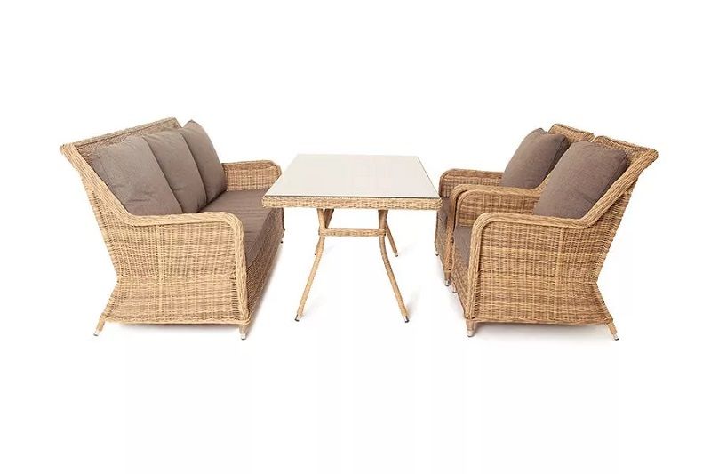 Обеденная группа Гляссе 4SIS из искусственного ротанга, цвет соломенный фото 2