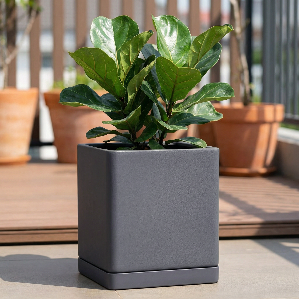 Кашпо TERRAFAKTURA Квадро 40x40x40 Маренго фото 1