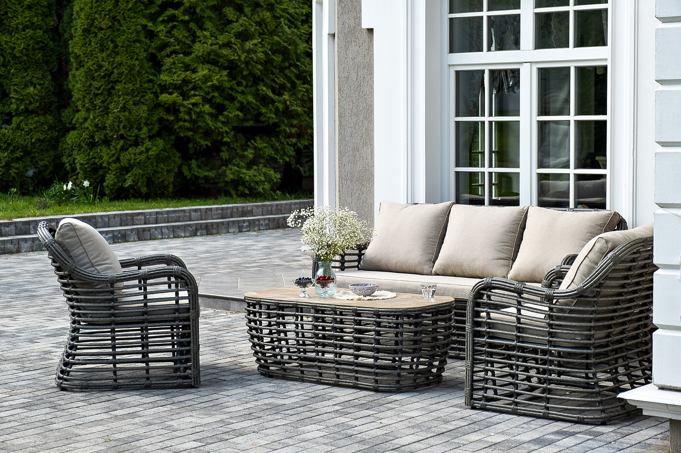 Ницца лаунж-зона из искусственного ротанга, цвет бронзовый фото 2