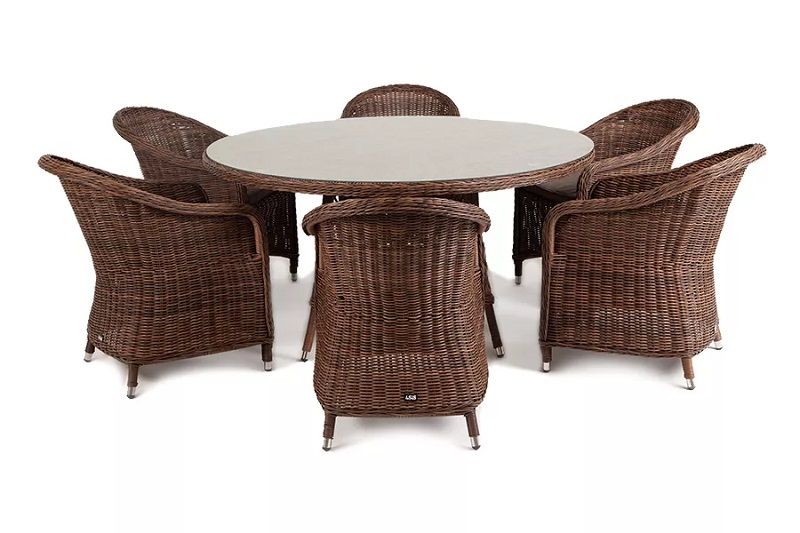 Обеденная группа Эспрессо-150 R 4SIS из искусственного ротанга, цвет коричневый фото 2