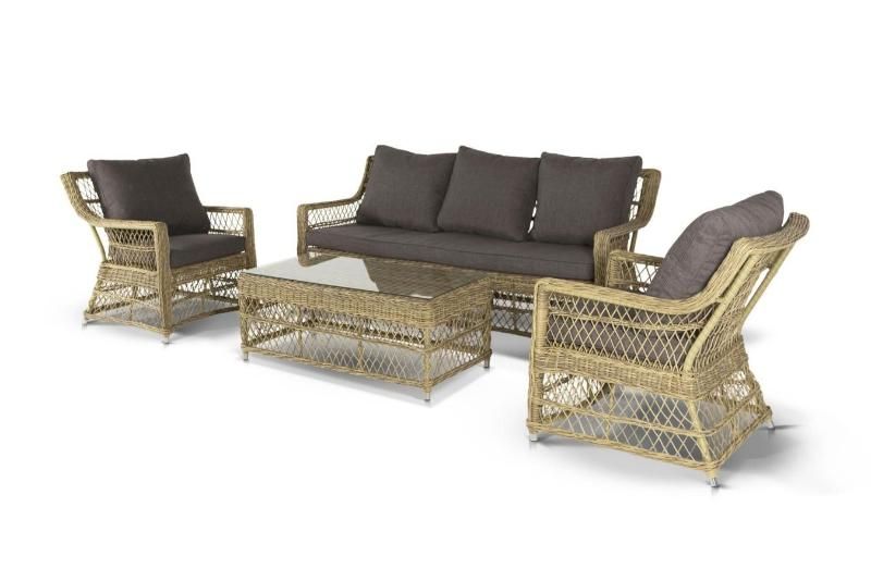 Лаунж-зона Гранд Латте 4SIS из искусственного ротанга, цвет соломенный фото 3