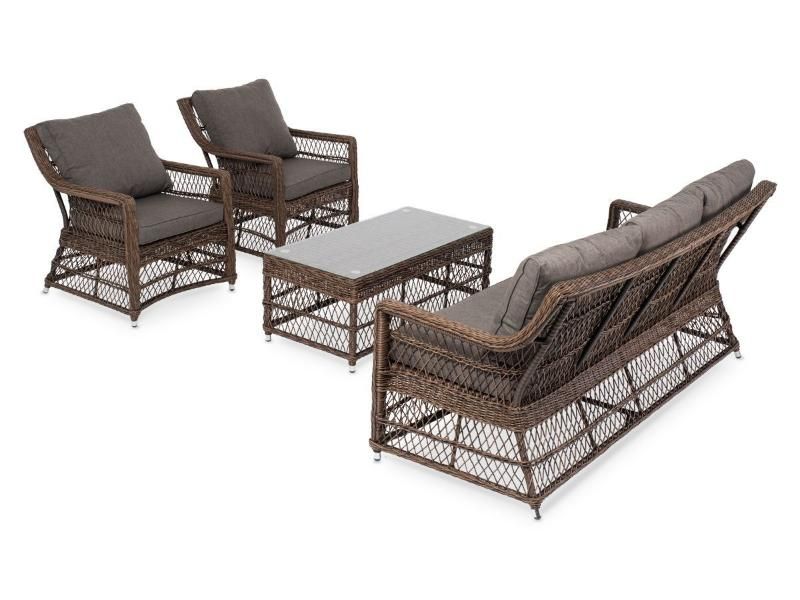 Лаунж-зона Гранд Латте 4SIS из искусственного ротанга, цвет коричневый фото 1