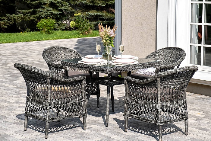 Обеденная Сицилия 4SIS группа плетеная, цвет графит фото 1