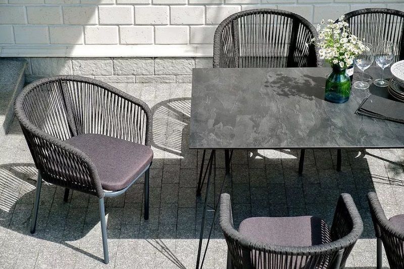 Обеденная группа Милан 4SIS из роупа (веревки), цвет темный фото 6