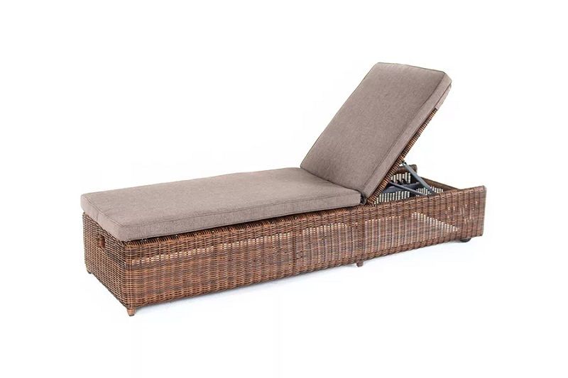 Шезлонг Рим 4SIS из искусственного ротанга, цвет коричневый с подушкой фото 5