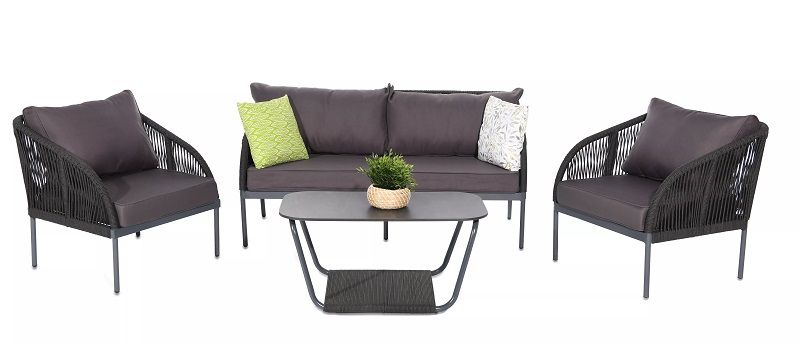 Лаунж-зона 4-местная Канны 4SIS из роупа (веревки), цвет темно-серый фото 5