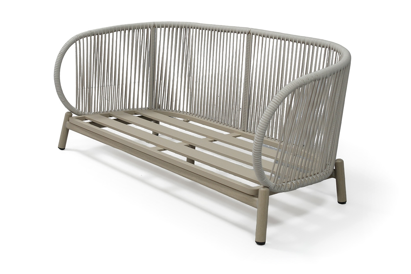Прато диван двухместный из искусственного ротанга, цвет светло-серый, каркас под дерево (холодно-бежевый) фото 6