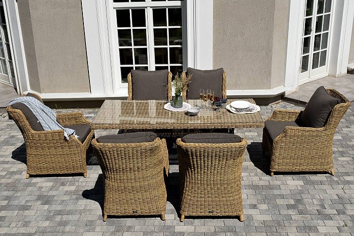 Обеденная Неаполь 4SIS группа плетеная из искусственного ротанга, цвет соломенный фото 1