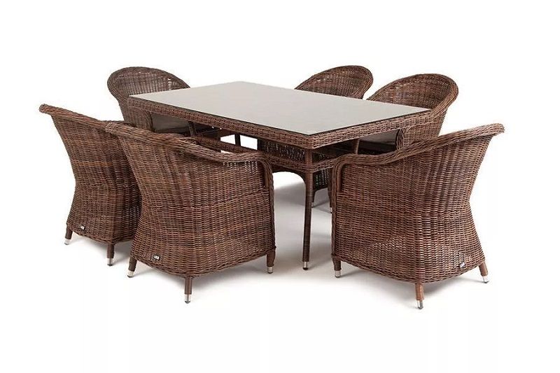 Обеденная группа Эспрессо 4SIS из искусственного ротанга, цвет коричневый фото 4